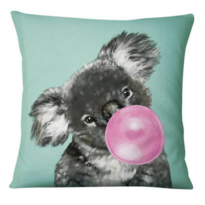 Bubble Gum Sneaky Animals Print Spilvendrāna Baby Cat In Rozā spilvens Dekoratīvs spilvens Mājas Dekors Dīvāns Spilvendrāna 17*17in