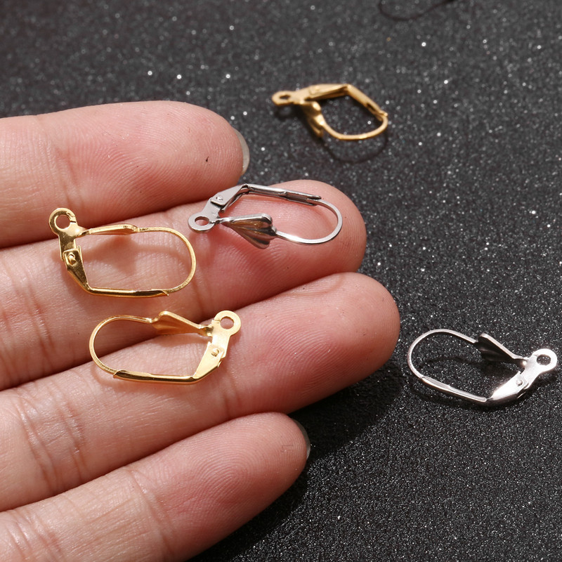 Zlato od nehrđajućeg čelika 304 francuska poluga za stražnju žicu za uho Obruč s otvorenom petljom Kukice za naušnice s polugom za izradu