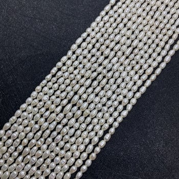 Мъниста с форма на естествен сладководен перлен ориз клас А 3-4 мм с резба Перлени талисмани Изработка на бижута Направи си сам Колие Гривна Аксесоари
