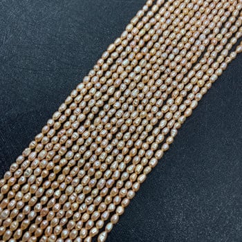 Мъниста с форма на естествен сладководен перлен ориз клас А 3-4 мм с резба Перлени талисмани Изработка на бижута Направи си сам Колие Гривна Аксесоари