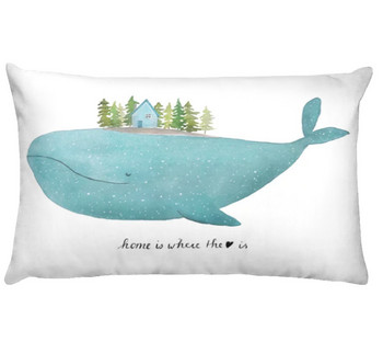 Калъфка за възглавница с щампована илюстрация на Северен океан, анимационен кит, декоративна възглавница за домашен декор Диван, 50*30 см
