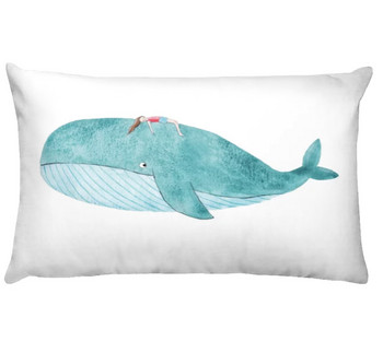 Калъфка за възглавница с щампована илюстрация на Северен океан, анимационен кит, декоративна възглавница за домашен декор Диван, 50*30 см