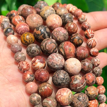 Χονδρική Φυσική Λεοπάρ Λεοπάρ Jasper Stone Beads Round Loose Spacer Beads for Jewelry Making Diy Bracelet 4/6/8/10/12mm 15inch