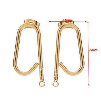 10 бр. Неръждаема стомана Q Design Earring Stud Earring Stud Stud Craft with Loop Gold U Shape Stud Base Stud Components Направи си сам