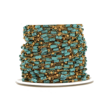 1 metar od nehrđajućeg čelika tirkizno plavi lanac s perlama Daity Tube Beads Satelitski lančići za ogrlicu Narukvica DIY izrada nakita