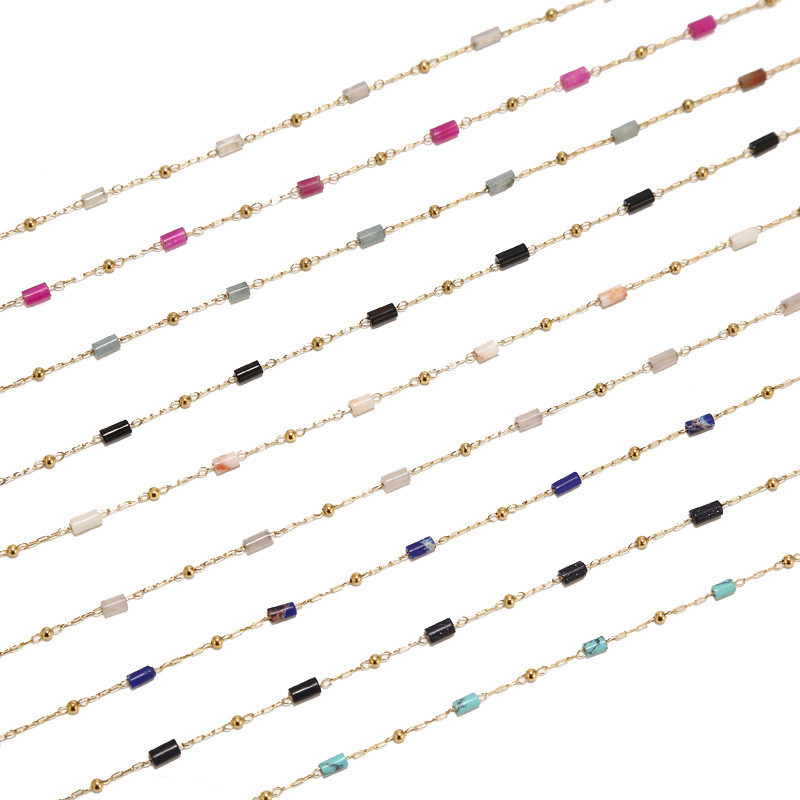 1 metar od nehrđajućeg čelika tirkizno plavi lanac s perlama Daity Tube Beads Satelitski lančići za ogrlicu Narukvica DIY izrada nakita