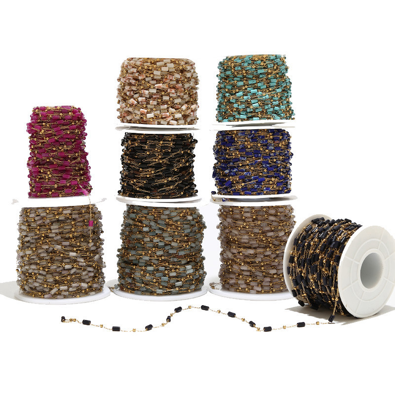 1 metar od nehrđajućeg čelika tirkizno plavi lanac s perlama Daity Tube Beads Satelitski lančići za ogrlicu Narukvica DIY izrada nakita