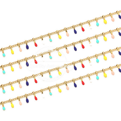 1 metar od emajla od nehrđajućeg čelika koji kaplje višebojni lančići sa kopčom i karikom za ženske dodatke za izradu nakita
