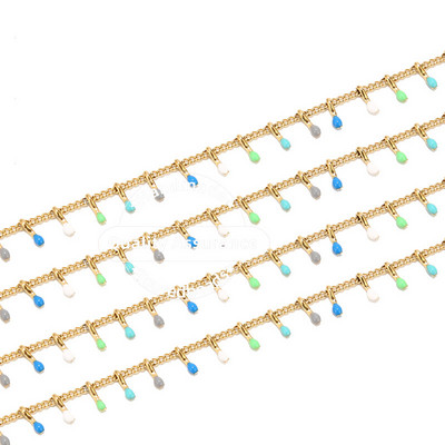 1 metar od emajla od nehrđajućeg čelika koji kaplje višebojni lančići sa kopčom i karikom za ženske dodatke za izradu nakita