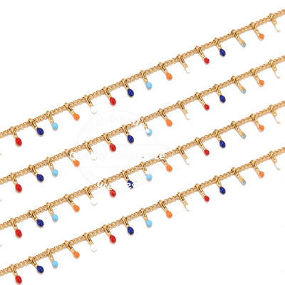 1 metar od emajla od nehrđajućeg čelika koji kaplje višebojni lančići sa kopčom i karikom za ženske dodatke za izradu nakita