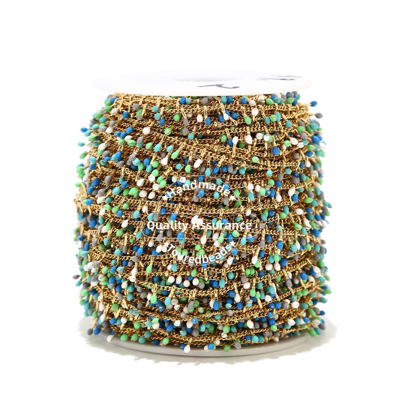 1 metar od emajla od nehrđajućeg čelika koji kaplje višebojni lančići sa kopčom i karikom za ženske dodatke za izradu nakita