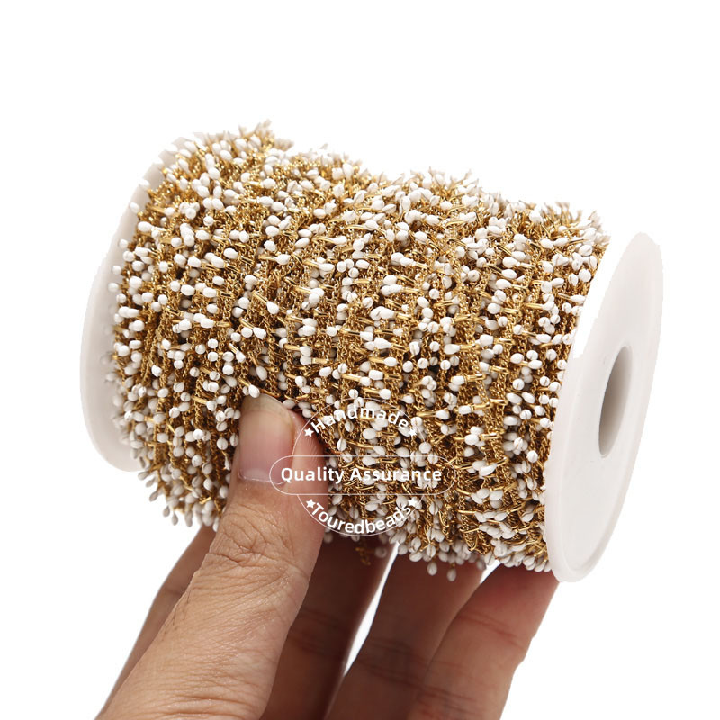 1 metar od emajla od nehrđajućeg čelika koji kaplje višebojni lančići sa kopčom i karikom za ženske dodatke za izradu nakita