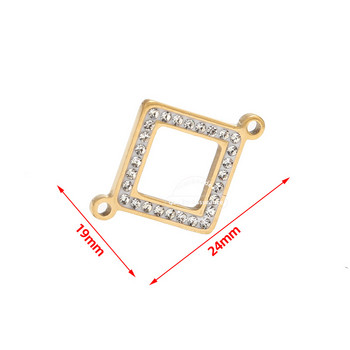 5 бр. Златни кристални конектори от неръждаема стомана Ромб Връзки за талисман за Направи си сам Гривна Колие Бижута Находки 19x24 mm