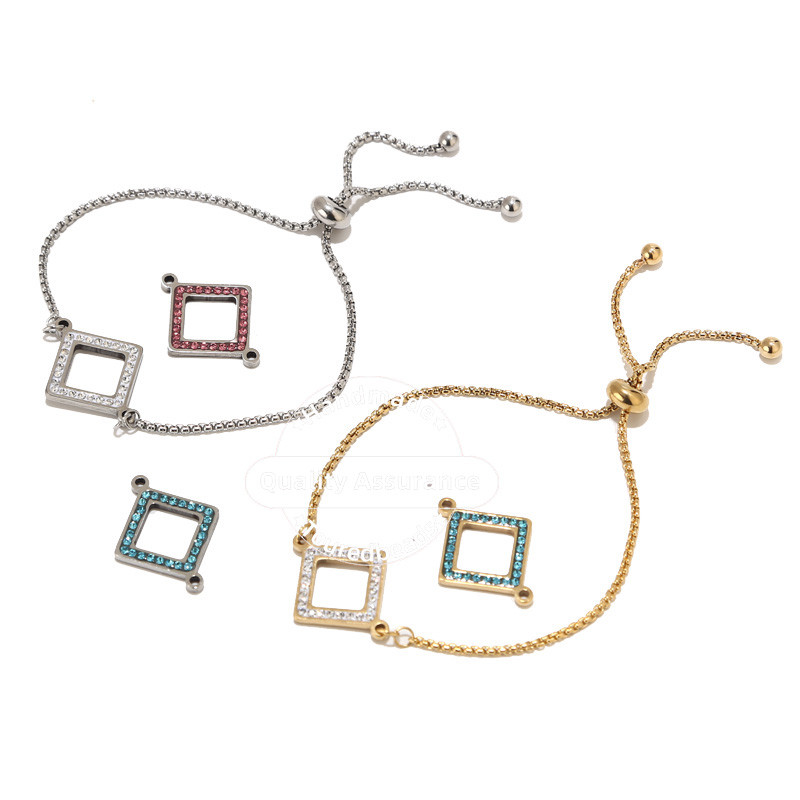 5 komada zlatnih kristalnih konektora od nehrđajućeg čelika romb karika za DIY narukvicu, ogrlicu, nakit, nalaze 19x24 mm