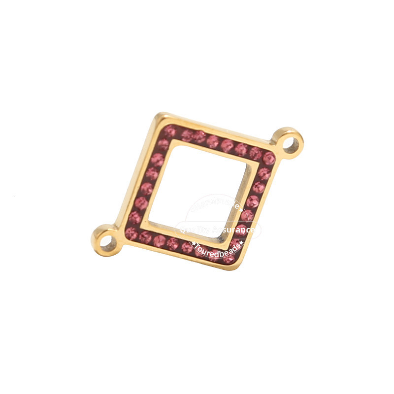 5 komada zlatnih kristalnih konektora od nehrđajućeg čelika romb karika za DIY narukvicu, ogrlicu, nakit, nalaze 19x24 mm