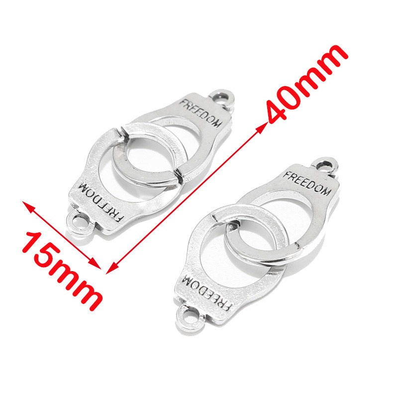 2 komada pozlaćenih privjesaka za lisice od nehrđajućeg čelika 40 mm x 15 mm konektori za privjeske za izradu narukvica