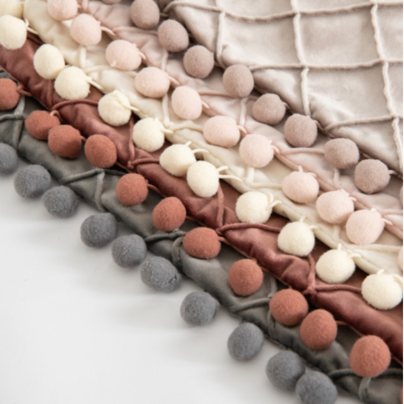 Inyahome novi baršunasti jastuk oko struka s pompom, jednobojni ukrasni jastučić, garnitura za kauč, jastučnica za spavaću sobu, plavo-ružičasti jastuk