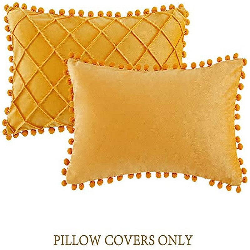 Inyahome novi baršunasti jastuk oko struka s pompom, jednobojni ukrasni jastučić, garnitura za kauč, jastučnica za spavaću sobu, plavo-ružičasti jastuk