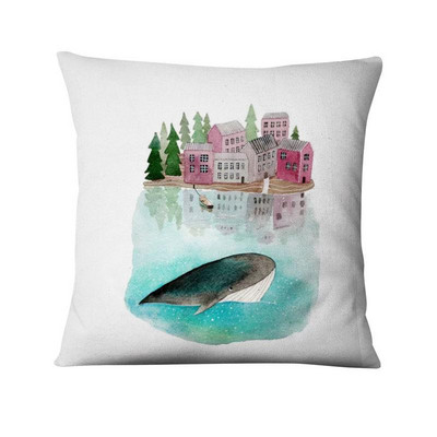 Jastučnica s otisnutim kitom, nordijski morski jastuk, ukrasni jastuk, kućni dekor, kauč, jastuci, jastuci, ukrasi kućnog jastuka