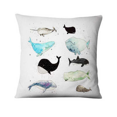 Jastučnica s otisnutim kitom, nordijski morski jastuk, ukrasni jastuk, kućni dekor, kauč, jastuci, jastuci, ukrasi kućnog jastuka