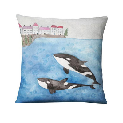 Jastučnica s otisnutim kitom, nordijski morski jastuk, ukrasni jastuk, kućni dekor, kauč, jastuci, jastuci, ukrasi kućnog jastuka