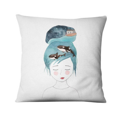 Jastučnica s otisnutim kitom, nordijski morski jastuk, ukrasni jastuk, kućni dekor, kauč, jastuci, jastuci, ukrasi kućnog jastuka