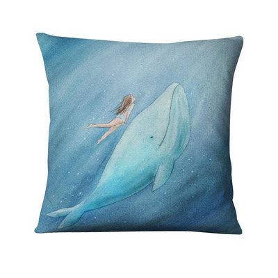 Jastučnica s otisnutim kitom, nordijski morski jastuk, ukrasni jastuk, kućni dekor, kauč, jastuci, jastuci, ukrasi kućnog jastuka