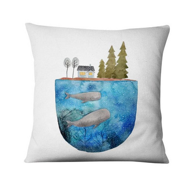 Jastučnica s otisnutim kitom, nordijski morski jastuk, ukrasni jastuk, kućni dekor, kauč, jastuci, jastuci, ukrasi kućnog jastuka