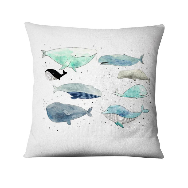 Jastučnica s otisnutim kitom, nordijski morski jastuk, ukrasni jastuk, kućni dekor, kauč, jastuci, jastuci, ukrasi kućnog jastuka