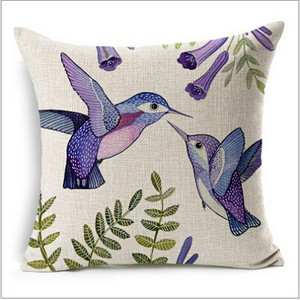 birds διακοσμητικό μαξιλάρι Nordic ζωγραφική λινό μαξιλάρι 45x45 πολύχρωμα birds almofadas para καναπέ