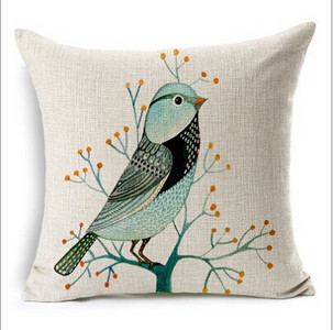 birds διακοσμητικό μαξιλάρι Nordic ζωγραφική λινό μαξιλάρι 45x45 πολύχρωμα birds almofadas para καναπέ