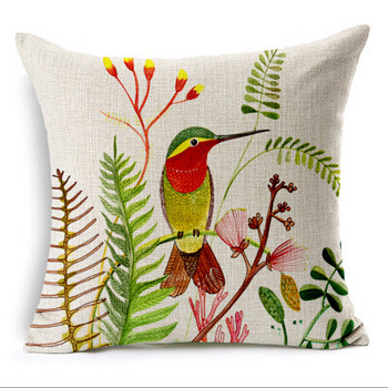 birds διακοσμητικό μαξιλάρι Nordic ζωγραφική λινό μαξιλάρι 45x45 πολύχρωμα birds almofadas para καναπέ