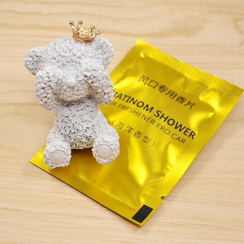 Autós gépkocsi légfrissítő diffúzor aranyos korona medve aromaterápiás klip jármű levegő kimenet Freshen parfüm szag eltávolító légtisztító