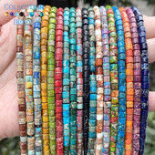 4x4mm Prirodni kamen Šareni morski sediment Jaspis Ravne okrugle cilindrične labave perle za izradu nakita DIY Dodaci za narukvice