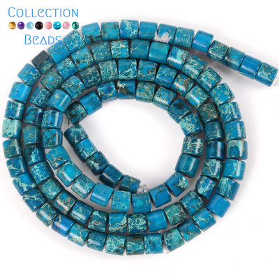 4x4mm Prirodni kamen Šareni morski sediment Jaspis Ravne okrugle cilindrične labave perle za izradu nakita DIY Dodaci za narukvice