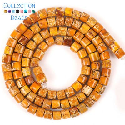 4x4mm Prirodni kamen Šareni morski sediment Jaspis Ravne okrugle cilindrične labave perle za izradu nakita DIY Dodaci za narukvice