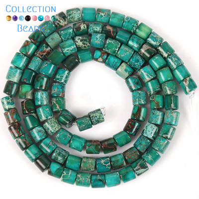 4x4mm Prirodni kamen Šareni morski sediment Jaspis Ravne okrugle cilindrične labave perle za izradu nakita DIY Dodaci za narukvice