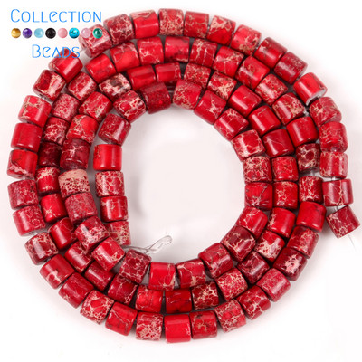 4x4mm Prirodni kamen Šareni morski sediment Jaspis Ravne okrugle cilindrične labave perle za izradu nakita DIY Dodaci za narukvice