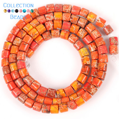 4x4mm Prirodni kamen Šareni morski sediment Jaspis Ravne okrugle cilindrične labave perle za izradu nakita DIY Dodaci za narukvice