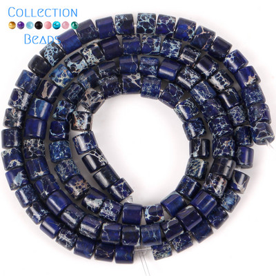 4x4mm Prirodni kamen Šareni morski sediment Jaspis Ravne okrugle cilindrične labave perle za izradu nakita DIY Dodaci za narukvice