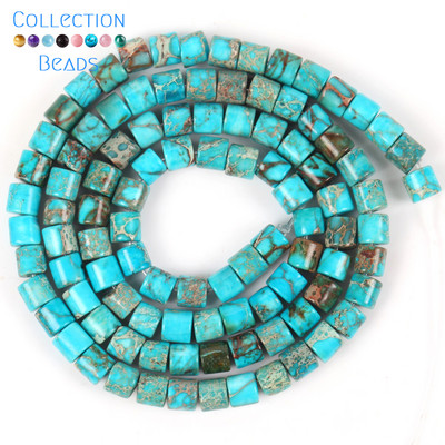 4x4mm Prirodni kamen Šareni morski sediment Jaspis Ravne okrugle cilindrične labave perle za izradu nakita DIY Dodaci za narukvice