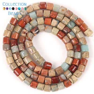 4x4mm Prirodni kamen Šareni morski sediment Jaspis Ravne okrugle cilindrične labave perle za izradu nakita DIY Dodaci za narukvice