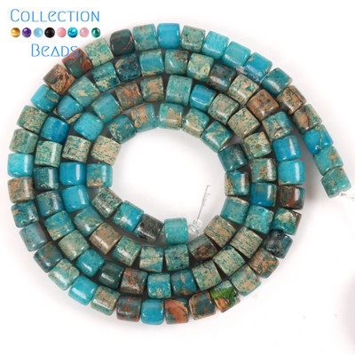 4x4mm Prirodni kamen Šareni morski sediment Jaspis Ravne okrugle cilindrične labave perle za izradu nakita DIY Dodaci za narukvice