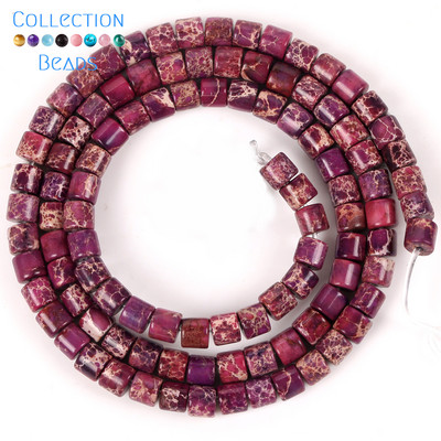 4x4mm Prirodni kamen Šareni morski sediment Jaspis Ravne okrugle cilindrične labave perle za izradu nakita DIY Dodaci za narukvice