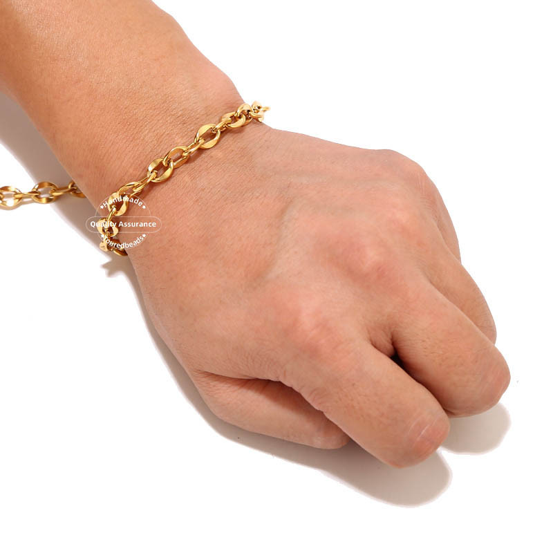 1 metar od nehrđajućeg čelika širine 7 mm, zlatni rolo lančići za kabele, ravni lančić za usne, prikladan za pribor za izradu nakita „uradi sam“