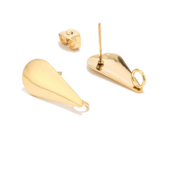 10 τμχ Υποαλλεργικό σκουλαρίκι από ανοξείδωτο χάλυβα Ευρήματα Waterdrop Stud Earrings Connectors Gold