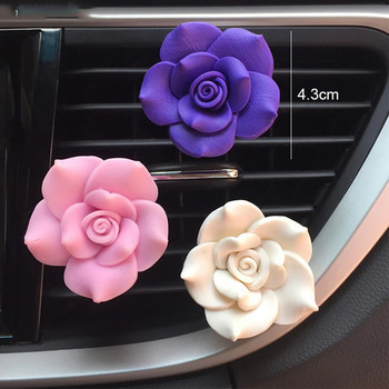 Camellia Flower Decor Car Aroma Diffuser Ароматизатор в автомобила Освежител за въздух Auto Parfume Vent Clip Car Smell Автомобилен аксесоар за момичета