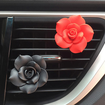 Camellia Flower Decor Car Aroma Diffuser Ароматизатор в автомобила Освежител за въздух Auto Parfume Vent Clip Car Smell Автомобилен аксесоар за момичета