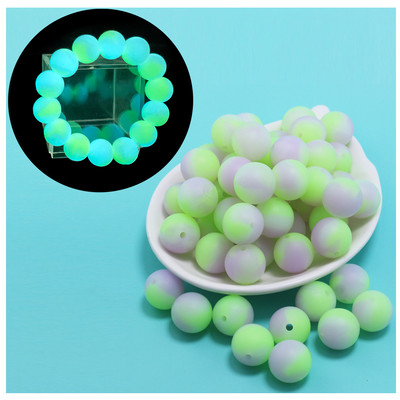 100 kom svijetleće u tami jarko ružičasto ljubičaste silikonske perle 15 mm svijetleće plave okrugle dječje perle