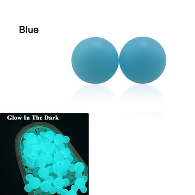 100 kom svijetleće u tami jarko ružičasto ljubičaste silikonske perle 15 mm svijetleće plave okrugle dječje perle